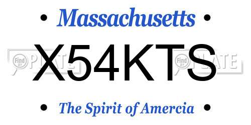 X54KTS Massachusetts License Plate