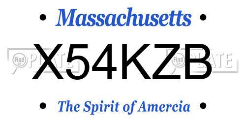 X54KZB Massachusetts License Plate