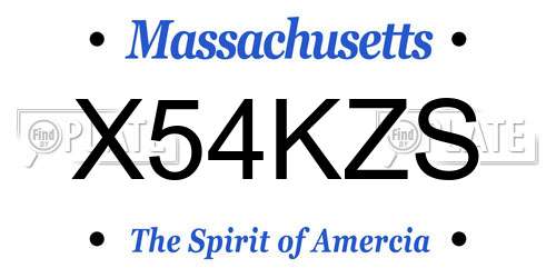 X54KZS Massachusetts License Plate