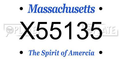 X55135 Massachusetts License Plate