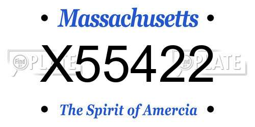 X55422 Massachusetts License Plate