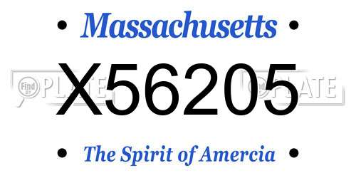 X56205 Massachusetts License Plate