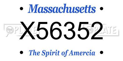 X56352 Massachusetts License Plate