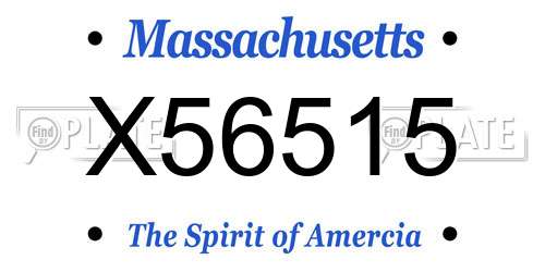 X56515 Massachusetts License Plate