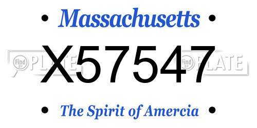 X57547 Massachusetts License Plate