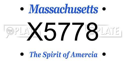 X5778 Massachusetts License Plate