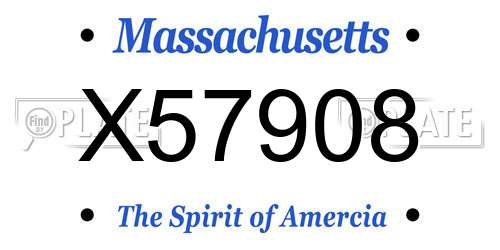 X57908 Massachusetts License Plate
