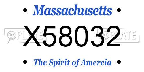 X58032 Massachusetts License Plate