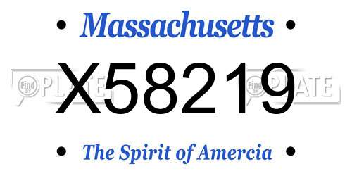 X58219 Massachusetts License Plate