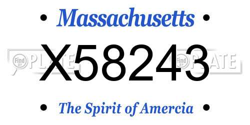 X58243 Massachusetts License Plate