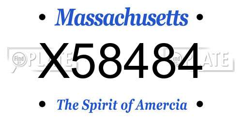 X58484 Massachusetts License Plate