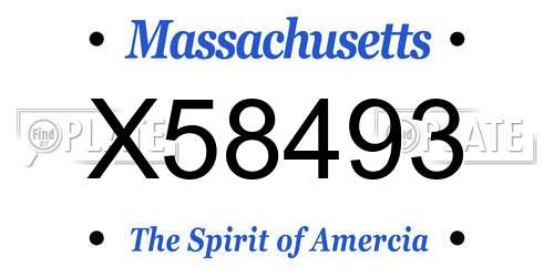 X58493 Massachusetts License Plate