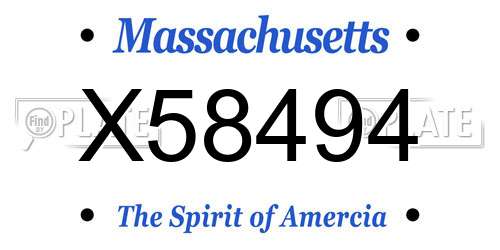 X58494 Massachusetts License Plate
