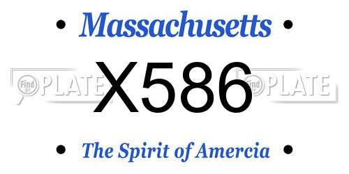 X586 Massachusetts License Plate