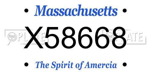 X58668 Massachusetts License Plate