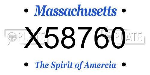 X58760 Massachusetts License Plate