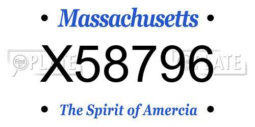 X58796 Massachusetts License Plate