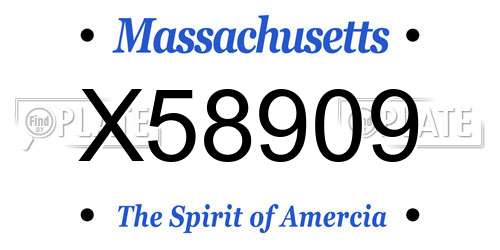 X58909 Massachusetts License Plate