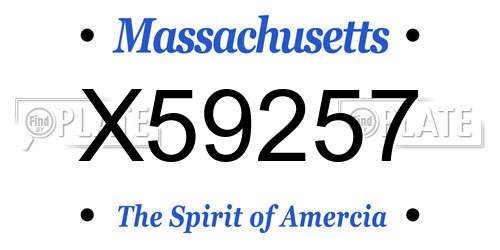 X59257 Massachusetts License Plate