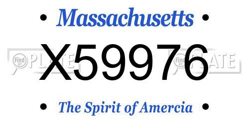 X59976 Massachusetts License Plate