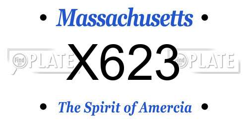 X623 Massachusetts License Plate