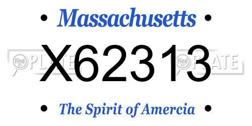 X62313 Massachusetts License Plate