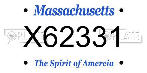 X62331 Massachusetts License Plate