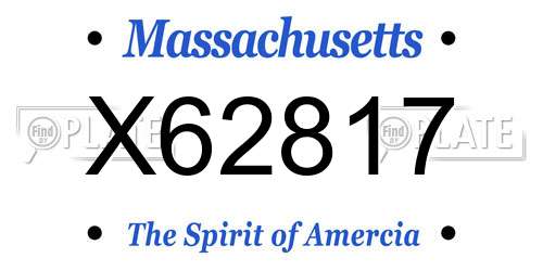 X62817 Massachusetts License Plate