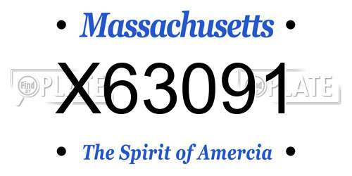 X63091 Massachusetts License Plate