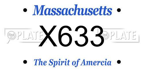 X633 Massachusetts License Plate