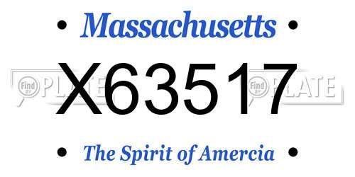 X63517 Massachusetts License Plate