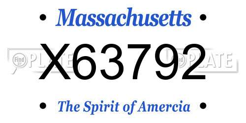 X63792 Massachusetts License Plate