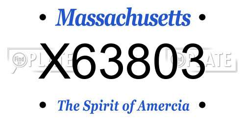X63803 Massachusetts License Plate