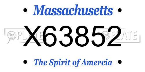 X63852 Massachusetts License Plate