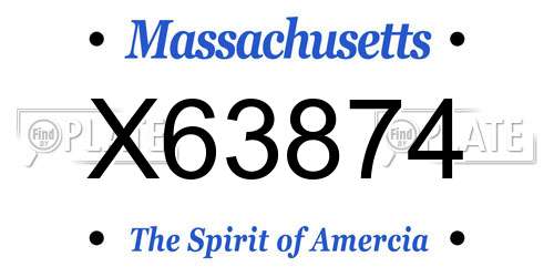 X63874 Massachusetts License Plate