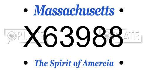 X63988 Massachusetts License Plate