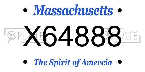 X64888 Massachusetts License Plate