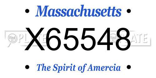 X65548 Massachusetts License Plate