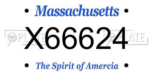 X66624 Massachusetts License Plate