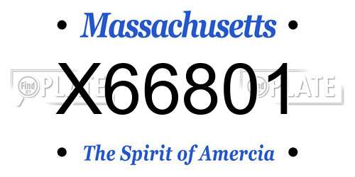 X66801 Massachusetts License Plate