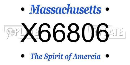 X66806 Massachusetts License Plate