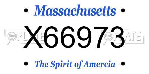 X66973 Massachusetts License Plate