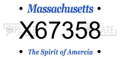 X67358 Massachusetts License Plate