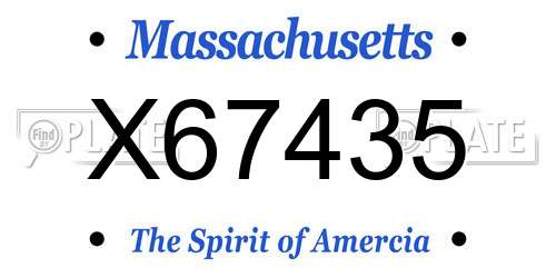 X67435 Massachusetts License Plate