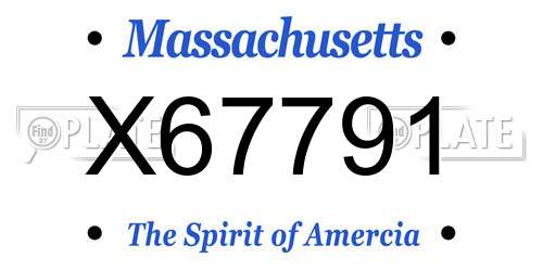 X67791 Massachusetts License Plate