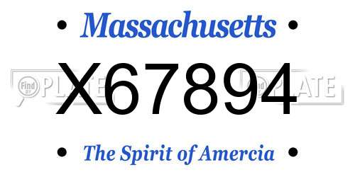 X67894 Massachusetts License Plate