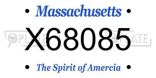 X68085 Massachusetts License Plate