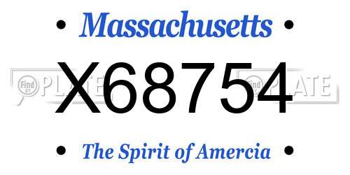 X68754 Massachusetts License Plate