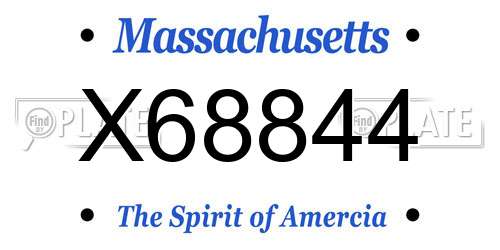 X68844 Massachusetts License Plate