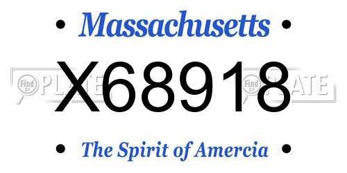 X68918 Massachusetts License Plate
